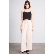 Volumex Beli Lastikli Boru Paça Gabardin Kadın Pantolon