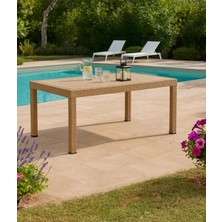 Yonga concept Rattan 80X140 Camsız Plastik Balkon Teras ve Bahçe Masası Dış Mekan