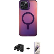 Marsilyan™- iPhone 15 Pro Max Kılıf Doruk Klasik Prime - Siyah Bilvis 3D Mat Cam Ekran Koruyucu + Raze Metal Kamera Lens - Tmgı