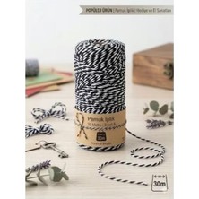 Bodrum Asel 30 Metre Siyah & Beyaz Pamuk Iplik (Baker's Twine) - El Sanatları, Hediye Paketleme, Etiket Bağlama ve Dekorasyon Için Ideal