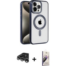 Marsilyan™- iPhone 15 Pro Kılıf Eksen Form Koleksiyonu - Siyah Bilvis 3D Mat Cam Ekran Koruyucu + Raze Metal Kamera Lens - Gs