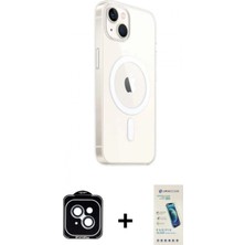 Marsilyan™- iPhone 14 Kılıf Ahenk Yansıma Prime - Şeffaf Pasifik Cam Ekran Koruyucu + Pvd Metal Kamera Lens - Mı