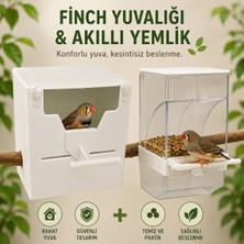 Finch Plastik Yuvalık 9,5 x 14 x 10 ( Beyaz V Ağız ) + Akıllı Yemlik
