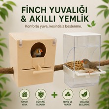 Finch Plastik Yuvalik 9,5 x 14 x 13 ( Kahve Yuvarlak Agiz ) + Akıllı Yemlik