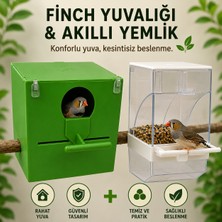 Finch Plastik Yuvalik 9,5 x 14 x 13 ( Yesil Yuvarlak Agiz ) + Akıllı Yemlik
