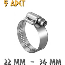 Made Ayarlanabilir Hortum Kelepçesi - 22-36 Mm. - 5 Adet