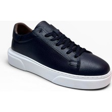 Beraat Brt LF-050-26 Hakiki Baskı Deri Anatomik Erkek Sneaker Lacivert Beyaz