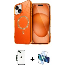 Marsilyan™- iPhone 14 Kılıf Kıvılcım Form Prime - Siyah 3D Antistatik Cam Ekran Koruyucu + Shine Kamera Lens - Yl
