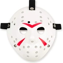 Colezium Beyaz Renk Kırmızı Çizgili Tam Yüz Hokey Jason Maskesi Hannibal Maskesi