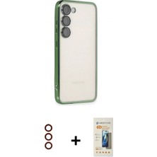 Marsilyan™- Galaxy S23 Plus Kılıf Vadi Minimal - Siyah 6d Mat Seramik Hayalet Nano Ekran Koruyucu + Metal Kamera Lens - Kı