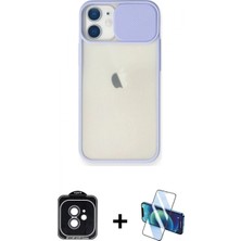 Marsilyan™- iPhone 11 Kılıf Vadi Çizgi - Siyah 3D Antistatik Cam Ekran Koruyucu + Pvd Metal Kamera Lens - Sh
