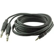 Aslanoğlu Store Powermaster 3.5 mm Stereo E-2x6.3mm Mono Erkek Kablo 3 Metre