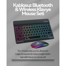 Aslanoğlu Store Mey Ithalat® Tüm Cihazlarla Uyumlu Rgb Işıklı Kablosuz Klavye ve Mouse Seti