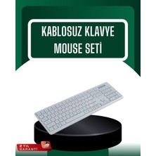 Aslanoğlu Store Mey Ithalat® USB Alıcılı Kablosuz Klavye Mouse - Geniş Uyumluluk, Sessiz Tuşlar