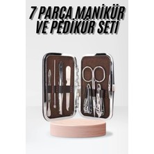 Aslanoğlu Store Mey Ithalat® Çantalı 7 Parça Manikür Pedikür Seti Tırnak Makası Cımbız Törpü