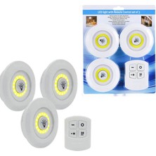 Aslanoğlu Store 3lü Uzaktan Kumandalı Yapışkanlı Kablosuz LED Spot Lambalar