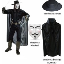 Aslanoğlu Store Vendetta Kostüm Seti – Şapka Maske Pelerin (120 Cm)