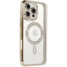 Aslanoğlu Store Iphone 16 Pro Kılıf Joke Simli Magneticsafe Kılıf - Gold