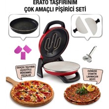 Gözdehome Kırmızı Erato Taşfırınım Pizza Makinesi, Lahmacun Makinesi Doğal Taş Fırın - Timer - 400 °c