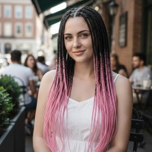 Aslanoğlu Store Afrika Örgüsü ve Rasta Için Sen Ombreli  / Siyah / Şeker Pembe
