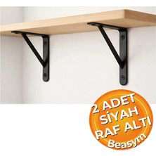 Beasym Ağır Yük Raf Altı Ayak Raf Tutucu Destekli L Demir 33 x 50 cm Siyah Montaj Aparatı (2 Adet)