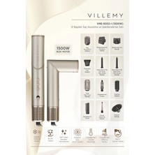 Villemy 12’si 1 Arada Saç Kurutma ve Şekillendirme Seti 1500 W BLDC Motor 3 Kademeli Hız Ayarı -VME-6002-I