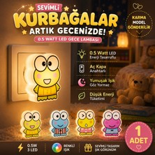 Eşya Dünyası Sevimli Kurbağa Karakterli 3 Ledli Gece Lambası - 0.5W Tasarruflu Prize Takılan Bebek Çocuk Odası Lambası