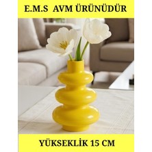 E.M.S Sarı Renk Bubble Vazo Modern Saksı Dekoratif Vazo Saksı 15 x 10 Cm.