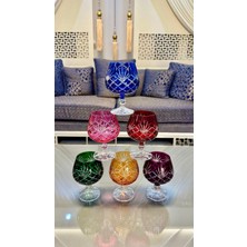 Vakıf Home Kristal Kesme Elişi Renkli Ayaklı Kahve Yanı Su Bardağı