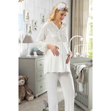 Sistina Flzdgnkr Ekru Hamile ( Lohusa ) Pijama Takımı - 1604 - Beden S