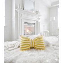 Hobizer Tekstil Dekoratif Fiyonk Çizgili Puf Yastık 50X40 cm Kırlent