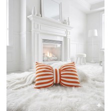 Hobizer Tekstil Dekoratif Fiyonk Çizgili Puf Yastık 50X40 cm Kırlent