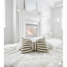 Hobizer Tekstil Dekoratif Fiyonk Çizgili Puf Yastık 50X40 cm Kırlent