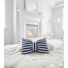 Hobizer Tekstil Dekoratif Fiyonk Çizgili Puf Yastık 50X40 cm Kırlent
