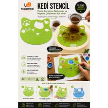 Major Hobi Kedi Temalı Stencil Şablon Boyama Kalıbı Dekoratif Çok Amaçlı Tasarım