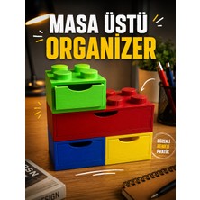 Major Hobi LEGO Görünümlü Masaüstü Organizer Çekmeceli 3D Baskı Kalemlik ve Düzenleyici Set