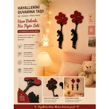 Major Hobi 2’li Balonlu Kız Duvar Dekoru 3D Baskı Modern Dekoratif Duvar Süsü