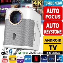 Vankyo Auto Focus+Auto Keystone, Wi-Fi+Bluetooth 240 Inç Yansıtma+Hifi Dolby Ses Sistemi H300A Android Tv 4K Destekli Projeksiyon Cihazı Beyaz