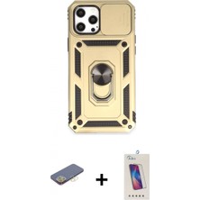 Marsilyan™- iPhone 12 Pro Max Kılıf Ahenk Klasik - Siyah Joko 5d Cam + Renkli Kamera Lens Koruma Cam - Sı