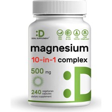 Deal Supplement Magnesium(Magnezyum) 10-In-1 Complex Supplement 500MG, 240 Veggie Capsules