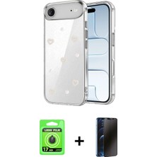 Marsilyan™- iPhone 17 Air Kılıf Yörünge Form - Siyah 3D Antistatik Hayalet Cam Ekran Koruyucu + Raze Metal Kamera Lens - Sh
