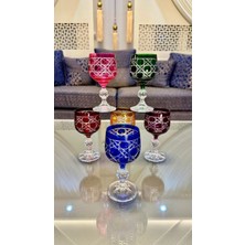 Vakıf Home Kristal Renkli El Işi Ayaklı Kahve Yanı Su Bardağı 150 ml