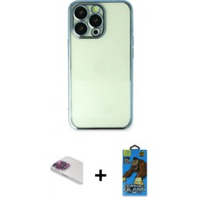Marsilyan™- iPhone 13 Pro Max Kılıf Vadi Minimal - Siyah 18D Cam Ekran Koruyucu + Pers Alüminyum Kamera Lens - Gı