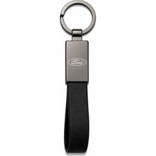 SAVEK Ford Anahtarlık Parlak Metal & Deri – Çift Tarafı Logolu, Premium Şık Tasarım, 12 x 2 cm Boyut, Araba Aksesuar