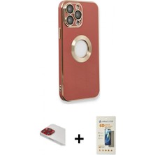 Marsilyan™- iPhone 13 Pro Max Kılıf Iz Form Serisi - Siyah 6d Mat Seramik Hayalet Nano Ekran Koruyucu + Pers Alüminyum Kamera Lens - Kı