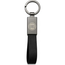 SAVEK Fiat Anahtarlık Parlak Metal & Deri – Çift Tarafı Logolu, Premium Şık Tasarım, 12 x 2 cm Boyut, Araba Aksesuar