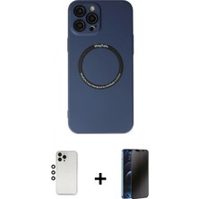 Marsilyan™- iPhone 12 Pro Kılıf Zirve Klasik Prime - Siyah 3D Antistatik Hayalet Cam Ekran Koruyucu + Shine Kamera Lens - Gs