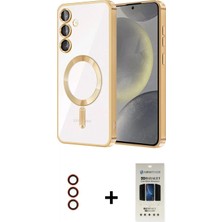 Marsilyan™- Galaxy S23 Plus Kılıf Nova Işık Özel Seri - Siyah 5d Hayalet Cam Ekran Koruyucu + Metal Kamera Lens - Kı