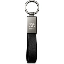 SAVEK Toyota Anahtarlık Parlak Metal & Deri – Çift Tarafı Logolu, Premium Şık Tasarım, 12 x 2 cm Boyut, Araba Aksesuar
