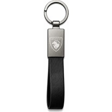 SAVEK Peugeot Anahtarlık Parlak Metal & Deri – Çift Tarafı Logolu, Premium Şık Tasarım, 12 x 2 cm Boyut, Araba Aksesuar